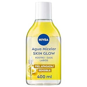 NIVEA Agua Micelar Skin Glow (400 ml), gel limpiador facial con 5% Sérum y Amino Acid Complex, tónico facial para rostro, ojos y labios, aceite desmaquillante facial con Vitamina C y E