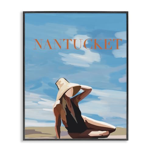 Nantucket Summer Beach Girl Coastal, 16 x 20 Inch Framed Giclée Print