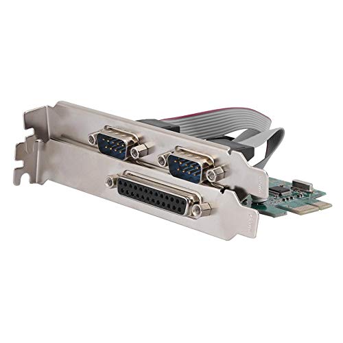 Dual-Serial 2 Port + 1 Parallel Port PCI Express Card, PCIe Serial Port, Parallel Port Combo Card PCI Express Card Compatible with 16C450/16C550 UART