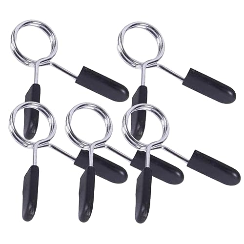HONMEET 5Pcs Barbell Spring Clip Collars for Secure Weightlifting Powerlifting Cross Fit Durable Spring Clips for Bars Gym Accessories