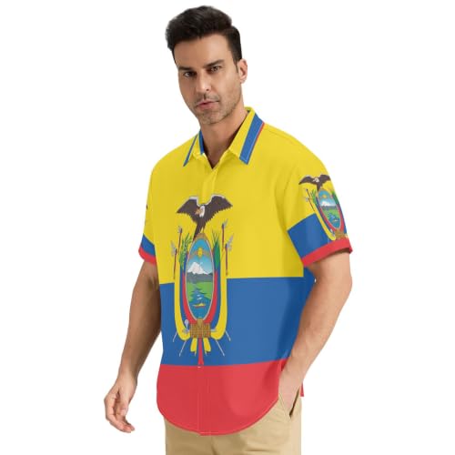 Chemise Équateur manches courtes avec drapeau imprimé toutes saisons