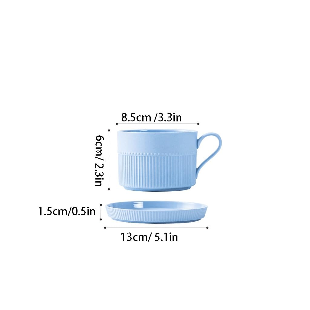 Kaffeetasse, einfache Keramik, kreative Latte-Kunst-Tasse, französisches Set, Zuhause, Büro, Nachmittagstee, hängende Ohr-Kaffeetasse, Untertasse (D)