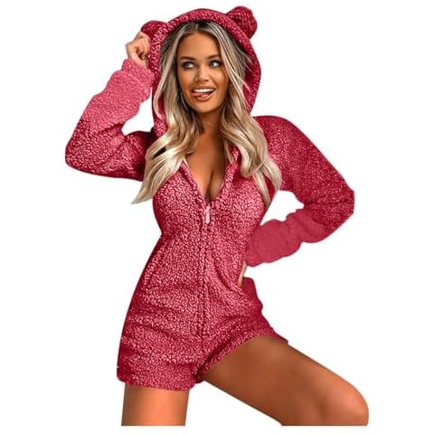 Flodxo Women's Hooded Fleece Onesie with Ears Cover