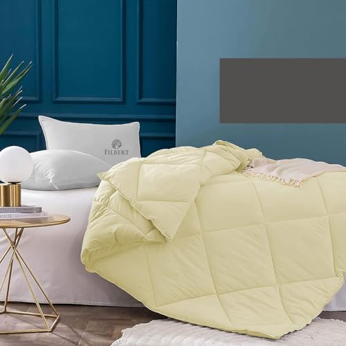 Image of Filbert 600 GSM Comforter for Single Bed | Super Warm Winter Quilt /Rajai | Thick Microfiber Blanket with Cloud-Soft Fill | Luxury Bedding for Winters - 60x90 Inch | Ivory