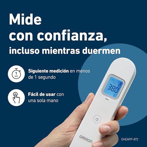 OMRON Gentle Temp 730 Termómetro digital sin contacto – Termómetro infrarrojos para frente y líquidos, termómetro oído bebé rápido y preciso con memoria - imagen 4