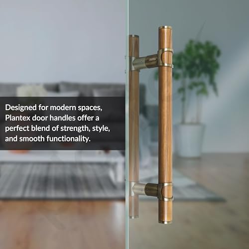 Image of Plantex 12 Inch Main Door Handle /Stainless Steel & Wooden Door Handle /Pull-Push Handle for Door /Office & Hotel - Pack of 1 (DTMD-428, Brass Antique & Wood)