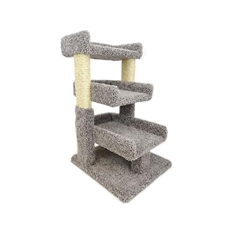 New Cat Condos 110029-Brown-Parent Premier Triple Cat Perch, Gray Cover