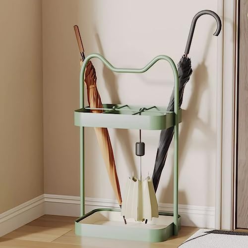 Porte-parapluie en fer vert anti-goutte pour sol propre - 3