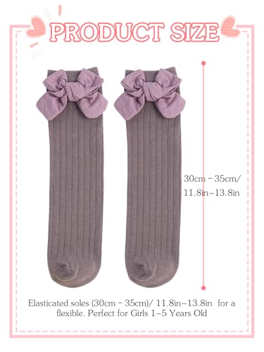 Urie Baby Girls Socks Bowknot Knee High Socks Cable Knit Stockings Uniform for Toddler Kids4