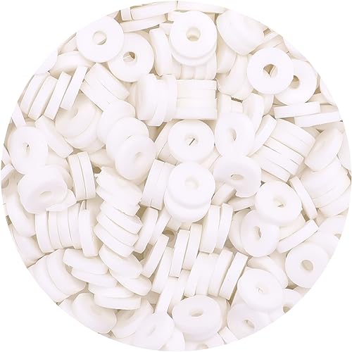 Bundooraking 2000pcs White Clay Beads (6mm) for Jewelry Making Heishi Beads Bracelets Necklace Earring Accessories Crafts