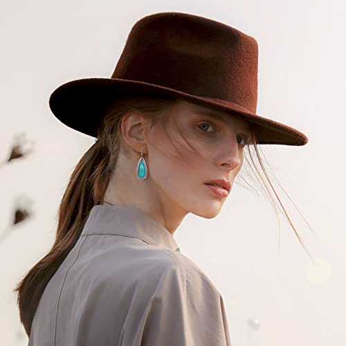 Sterling Silver Turquoise Earrings for Women: Teardrop Turquoise Dangle Earrings Vintage Style Western Jewelry Gift for Cowgirls2