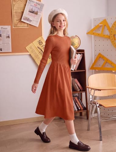 HOZIY Tween Girls Dresses 7-8 Crew Neck Casual Flowy Dress Formal School - image 5
