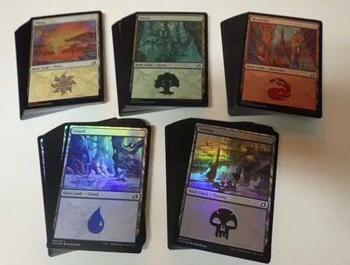 MTG Decks & More Compatible with Magic The Gathering: 100 FOIL Basic Lands - 20 Swamp Mountain Forest Plains Island - MTG!