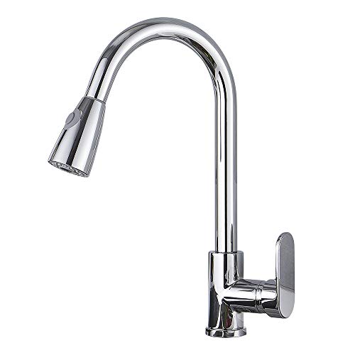 Single Level Stainless Steel Kitchen Sink Faucets with Pull Down Sprayer, Single Handle High Arc Brushed Nickel Pull Out Kitchen Faucet
