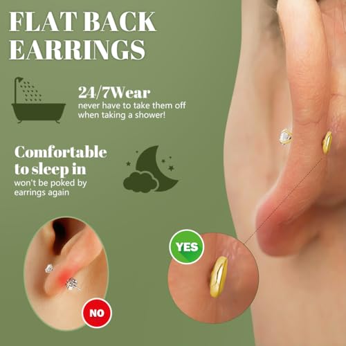 Image of SANNIDHI Earrings Set for Women Hypoallergenic Surgical Steel Internal Thread Stud Piercing Jewelry for Tragus Helix Cartilage Conch Nose Plated Lip Labret Medusa Piercing