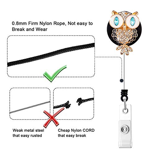 Hasfine 5 Pack Crystal Badge Reels Retractable, Handmade Bling Rhinestone Cute Cartoon Owl,Turtle,Elephant Id Name Badge Holders With Alligator Badge Clip For Nurses, Doctors, Teachers,Workers #TOP4