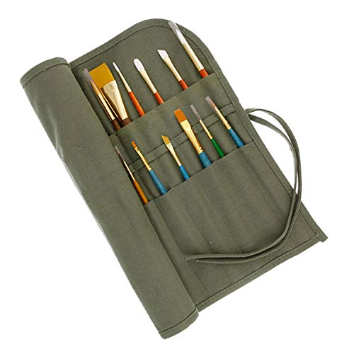 U.S. Art Supply Deluxe Canvas Art Paint Brush Holder & Storage Organizer…