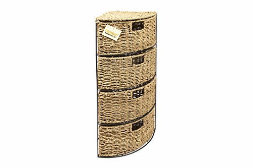 woodluv 4 Drawer Seagrass Storage Bathroom Bedroom Tidy Basket Unit - 65(H) x25(D) cm woodluv 4 Drawer Seagrass Storage Bathroom Bedroom Tidy Basket Unit - 65(H) x25(D) cm