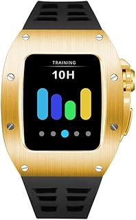 FKIMKF Kit de modificação de luxo para Apple Watch Band Case 8 45mm 44mm Moldura de metal Pulseira Pulseira de substituição para iWatch 8 7 6 5 (Cor: 10mm Fecho de ouro, Tamanho: 45MM)