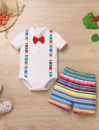 OBEEII Toddler Baby Boys Clothes Set Mexican Short Sleeve Button Down Shirt + Shorts Cinco de mayo Fiesta 2 Pieces Outfits2