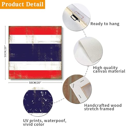 Lienzo de la bandera de Tailandia vintage en alta calidad para salón o baño 3