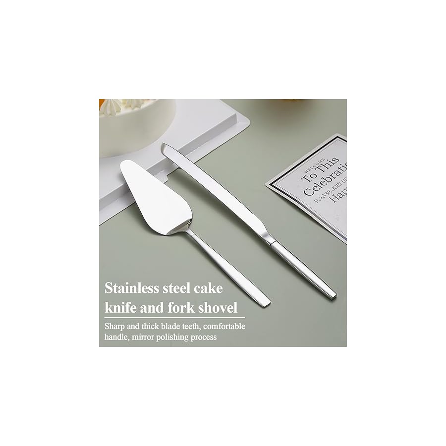 Evanda Wedding Cake Knife and Server Set, Cake Cutte Pie Server for Everyday, Wedding and Birthdays, Dishwasher Safe