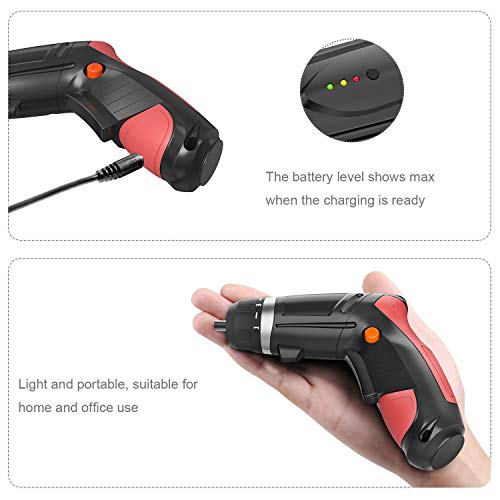 SALEM MASTER Cordless Screwdriver Electric Rechargeable Screwdriver 4.8V Lithium Ion Power Screw Guns with Battery Indicator for Household, Newbies and Experienced (Mid)