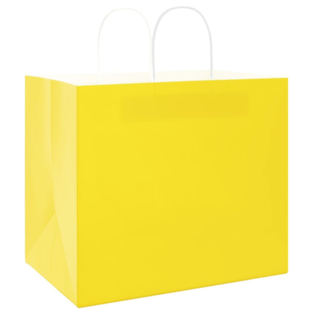Sacchetti di carta 50 pezzi con manici gialli 32 x 22 x 28 cm