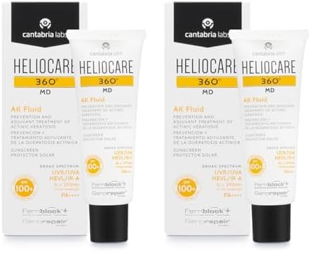 Cantabria Labs Heliocare 360º MD AK Fluid - Crema Solar SPF100+, Tratamiento Protector Adyuvante de las Queratosis Actínicas (AK) con Complejo Reparador, Fluida, 50ml (Paquete de 2)
