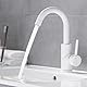 Auralum Wasserhahn Bad mit 60CM Schlauchs, 360° Drehbar Waschtischarmatur, Mischbatterie Einhebelmischer aus Messing, Armaturen für Badezimmer/Kleine Küchenspüle, Weiß