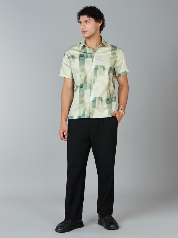 Image of MARK & ALBERT Men's 100% Cotton Printed Half Sleeves Regular Fit Shirt for Men