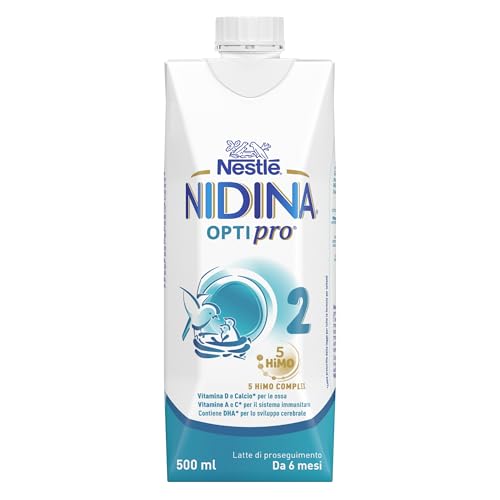 NESTLÉ NIDINA Optipro 2 Latte di Proseguimento Liquido da 6 mesi, 12 Brick da 500ml (6L)