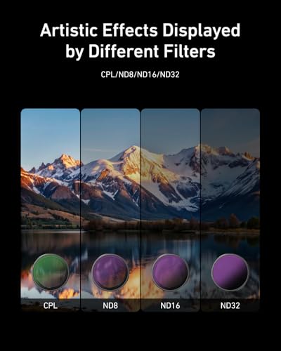 TELESIN Lens Filter Set for DJI Action 5/4/ 3 Camera Accessories, 4-Pack CPL ND32 ND16 ND8 Polarizing Neutral Density HD Filter Lens Protective Protector Cover for DJI Osmo (ND Filter) - Image 3