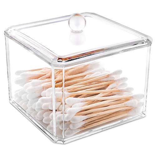 Luxspire Qtip Holder Dispenser for Cotton Ball, Cotton Swab, Q tip, Floss, Acrylic Apothecary Jar for Bathroom Accessories Containers Storage Organization Vanity Makeup Organizer