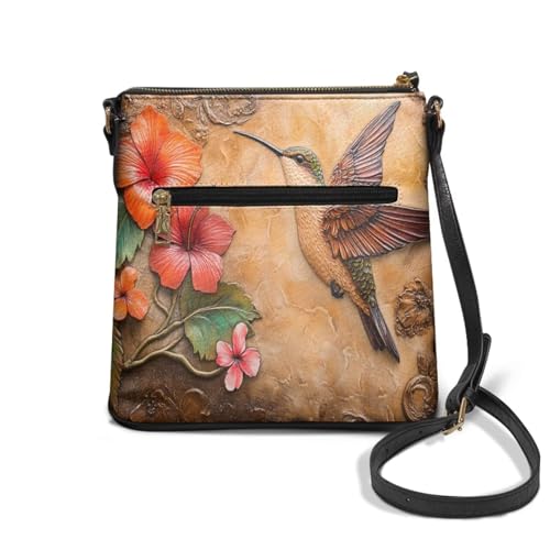 Image of Leather Women Crossbody Hobo Bag Satchel Purse Handbag with Adjustable Shoulder Strap and Zipper Pockets