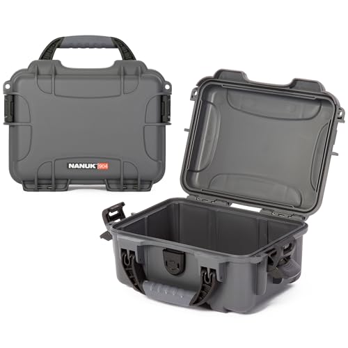 Image of NANUK 904 Empty Hard Case - IP67 Waterproof Protective Hard-Shell Case, Impact-Resistant & Dustproof Storage Case, Perfect for Travel, 10.2 inch x 7.9 inch x 4.5 inch, Made in Canada - Graphite