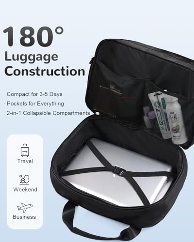 23-35L Expandable Travel Duffel Bag for Women, Carry on Weekender Overnight Bag with Wet Pocket for Travel, Gym, Weekend and Business Trip, Black3