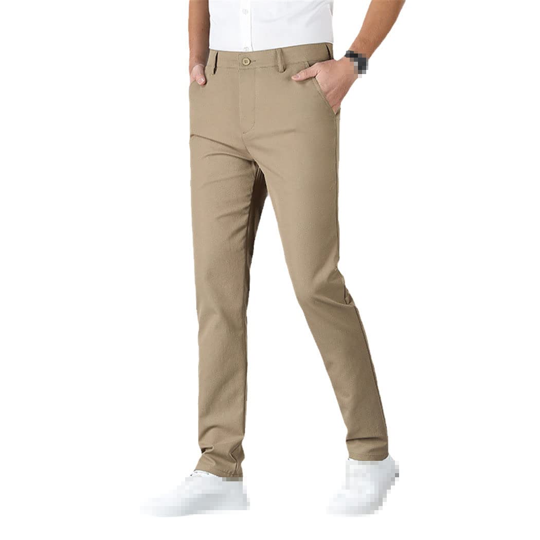 keusyoi Primavera Estate Dritto Pantaloni Da Uomo Pantaloni Da Affari Rosso Nero Blu Solido Colore Formale Pantaloni Di Grandi Dimensioni, cachi, 34 W