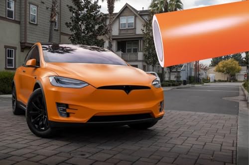 Image of HOME13 Attrective Orange Matte Vinyl Car & Bike Wrap Sheet Sticker and Decal Roll Film & Auto Car Vehicle Motocycle Air Release Bubble Free Self Adhesive (24 x 360, Matte Orange Wrap)