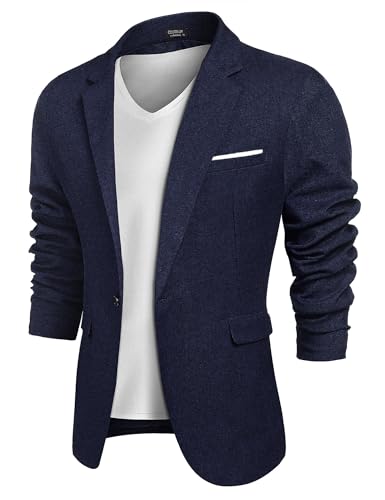COOFANDY Sakko Herren Sportlich Slim Fit Anzugjacken Lässig Jacket Einfarbig Blazer Navy Blau Gr.XL COOFANDY Sakko Herren Sportlich Slim Fit Anzugjacken Lässig Jacket Einfarbig Blazer Navy Blau Gr.XL