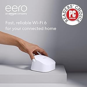 Amazon eero high-speed wifi 6 router and booster | Supports speeds up to 900 Mbps | Works with Alexa, built-in Zigbee smart home hub | Coverage up to 1,500 sq. ft. | Advanced security