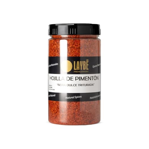 LAYBÉ - Pimentón en Hojilla o Ñora Dulce Triturada, Selección Origen España - Doble Dosificador y Cierre Hermético - Bote Hostelería 400g