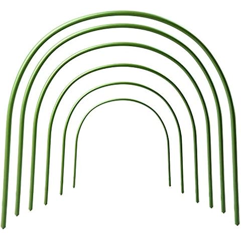 Asdomo 6Pcs Greenhouse Hoops, 4ft Grow Tunnel Frame Garden Hoops Plastic Coated Tunnel Hoop Support Hoops for Garden Stakes Fabric Cover
