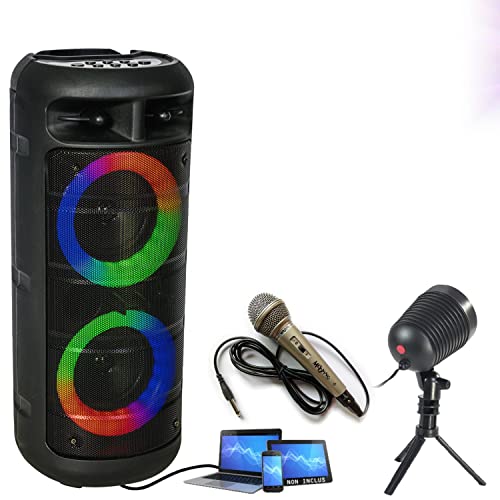 Enceinte Portable sur Batterie Enfant Karaoke Party ALFA-2600 USB Bluetooth 200W - Micro - Jeu de Lumière extérieur Noël - Fête Cover