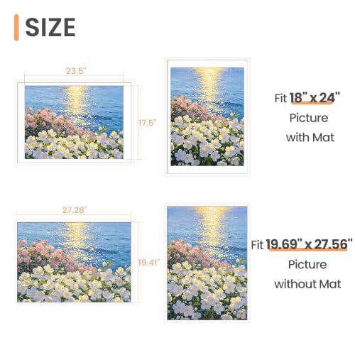 Image of upsimples 19.7x27.6 Puzzle Frame, Display 18x24in with Mat or 50x70cm Without, Wall Hanging 1000 Pieces Puzzles Frames, White, 1 Pack