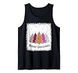 merry Christmas tree leopard plaid bleached tees