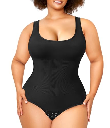 Nebility Plus Size Bodysuit Shapewear Tummy Control Body Shaper for Women Seamless Body Suit Sleeveless Going Out Tops