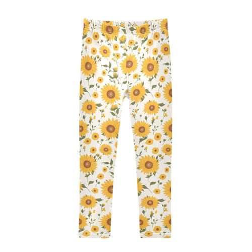 KLL Sunflower Pattern Toddler Baby Girl Cotton Leggings Stretch Full Length Lounge Pants Sports