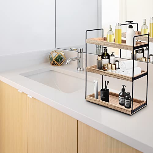 3 Tier Bathroom Organizer Countertop, Wood Vanity Organizers And Storage, Bathroom Trays For Counter, Standing Rack Cosmetic Holder #TOP1