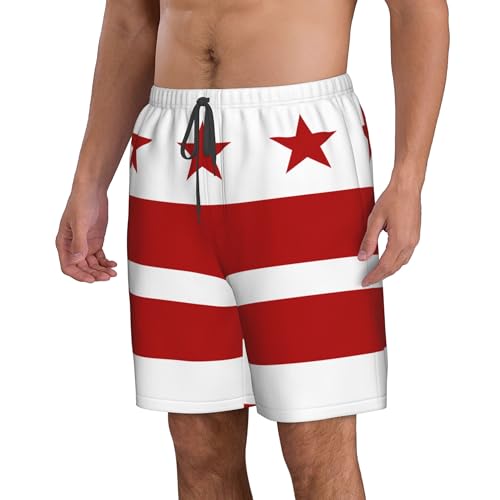 CUTEDWARF Flag of Washington D.C. Men's Swim Trunks Beach Swimwear Beach Shorts Summer Board Shorts4